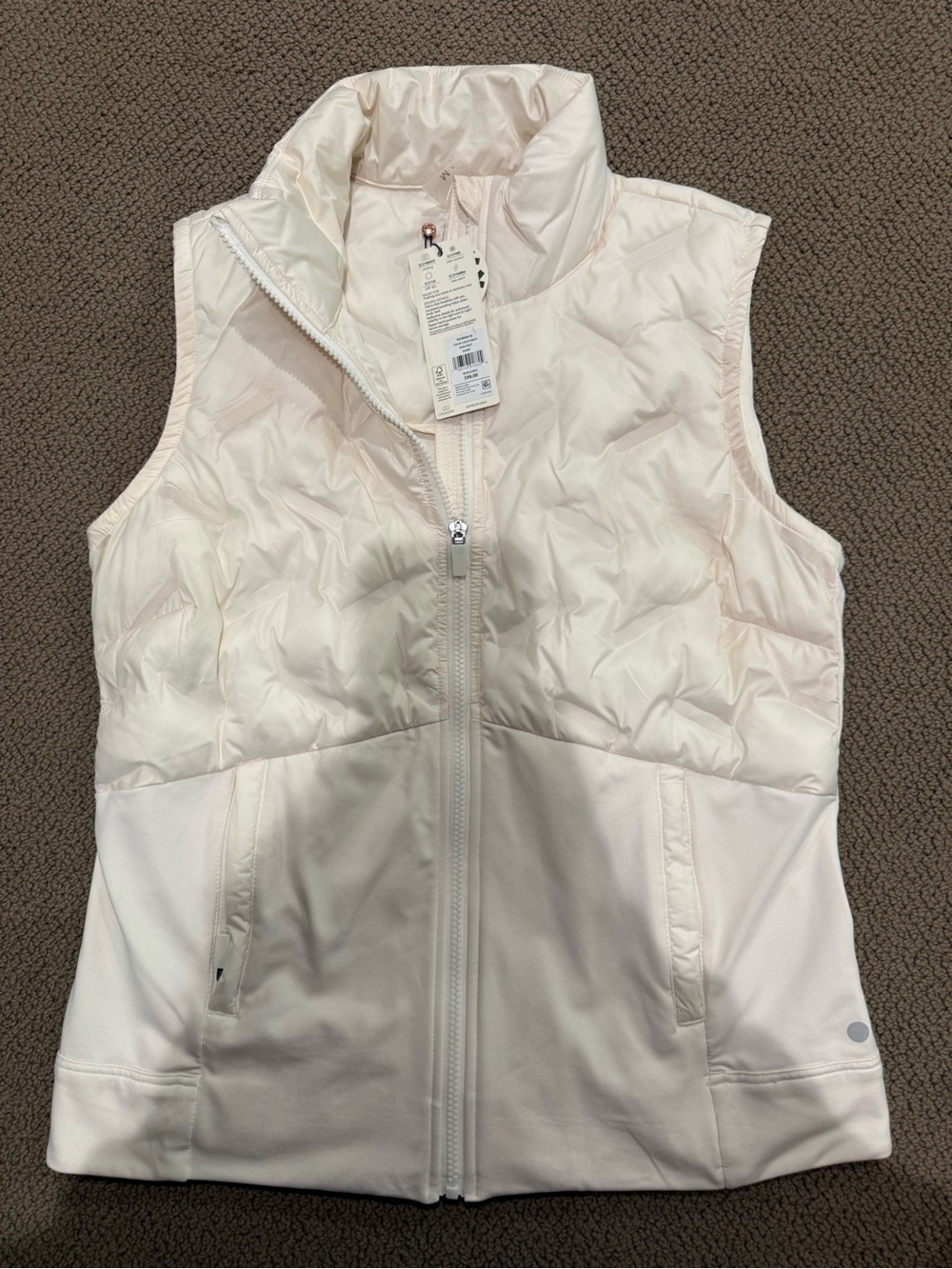 CALIA by Carrie Underwood Light Cream Quilted Hybrid Vest
